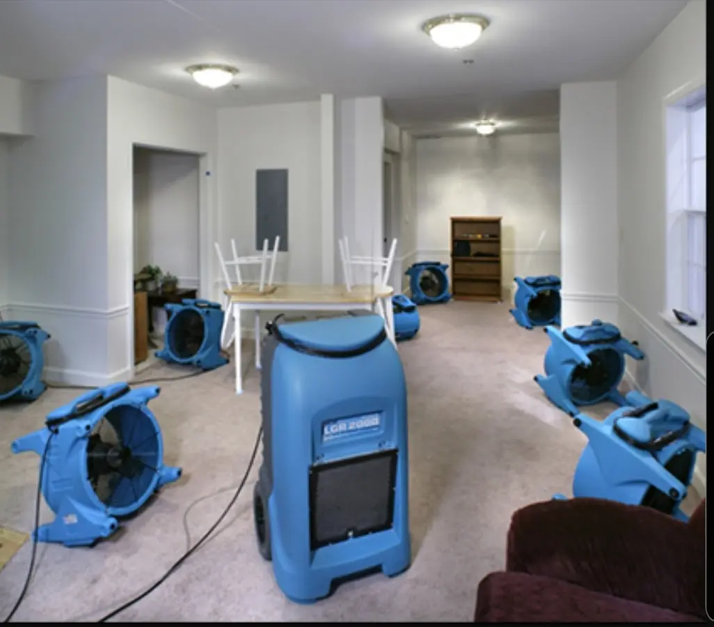 Air movers and dehumidifier setup for Water Extraction & Removal in Dickson City